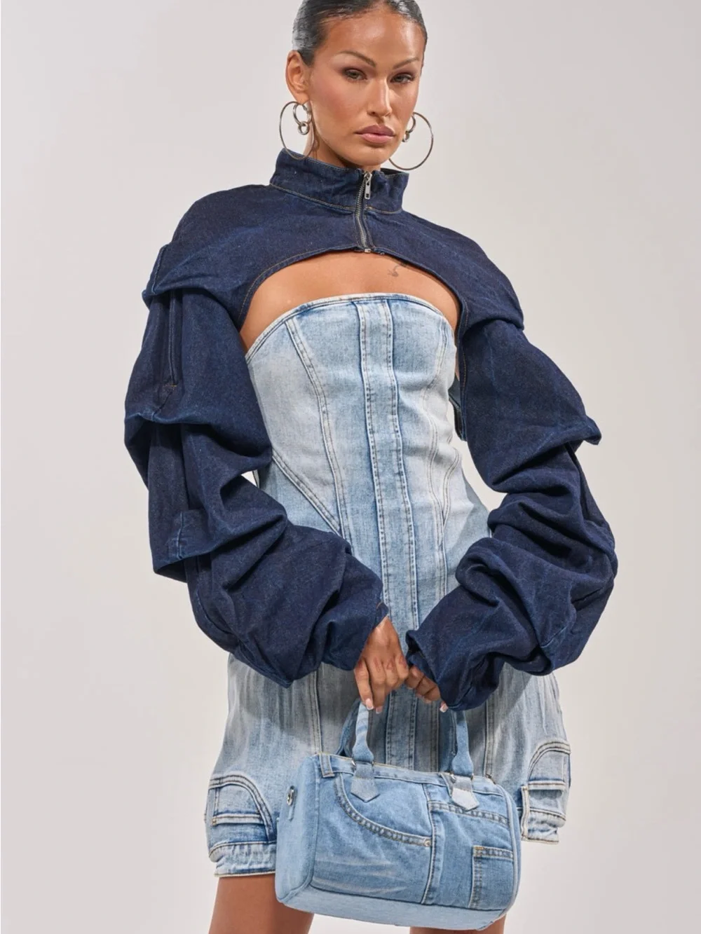 AKIRA Denim Cropped Bolero - Picture 1 of 6